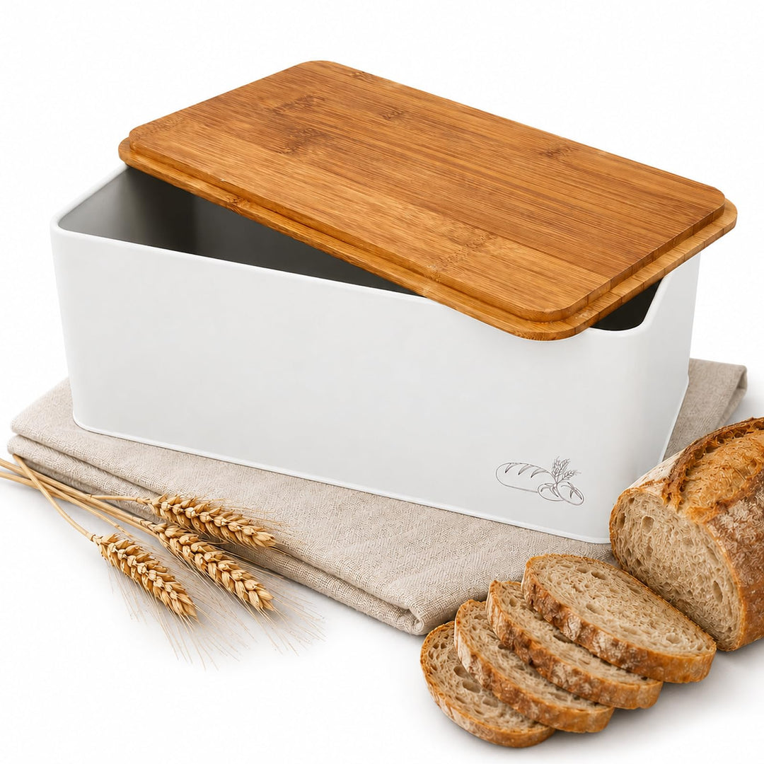 Birkmann, Laib &amp; Seele Brotkasten, Metall mit Bambusdeckel, 33 cm, zum Aufbewahren von Brot und Teig