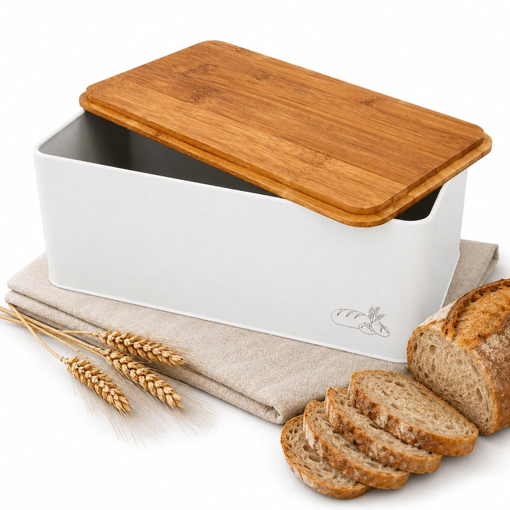 Birkmann, Laib &amp; Seele Brotkasten, Metall mit Bambusdeckel, 33 cm, zum Aufbewahren von Brot und Teig