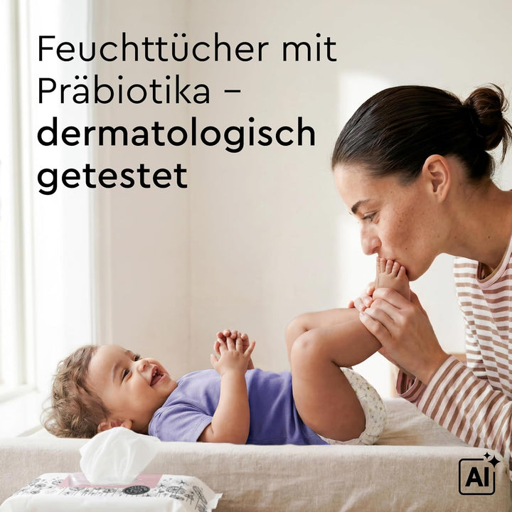 LILLYDOO Feuchttücher mit Präbiotika, 900 Stück (15 x 60),zur Stärkung der natürlichen Hautbarriere,