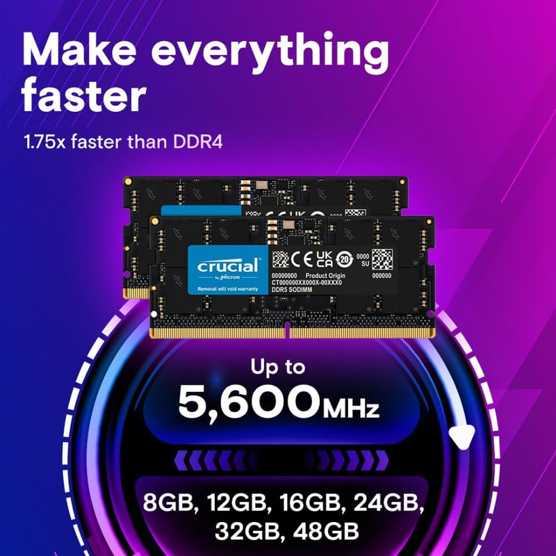 Crucial RAM 16GB DDR5 4800MHz CL40 Laptop-Speicher CT16G48C40S5 16GB 4800MHz