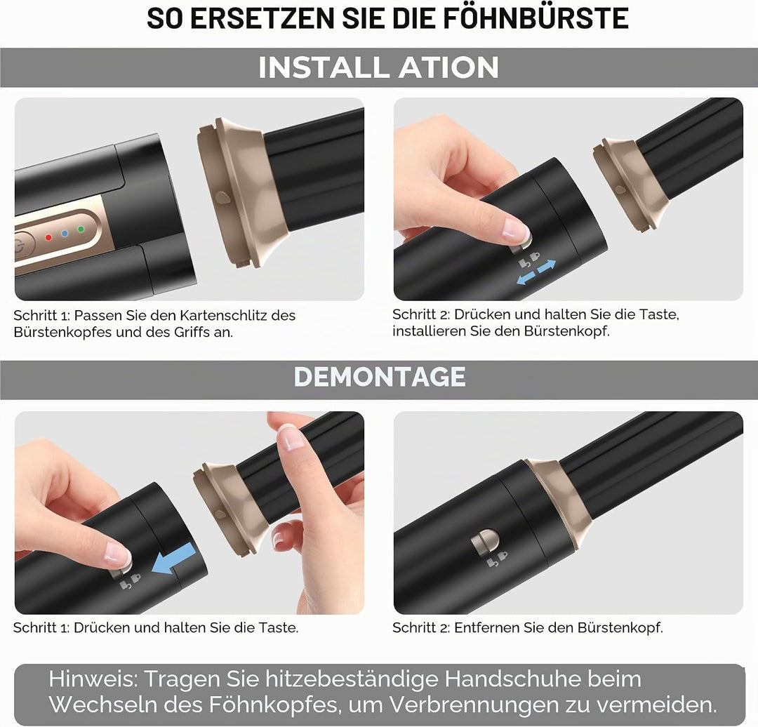 Airstyler 6 in 1 Hairstyler, 1400w Ionen Föhn, 110000 U/Min Multifunktionaler Lockenstab Automatisch