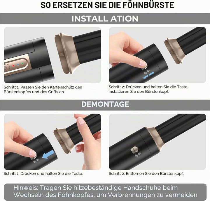 Airstyler 6 in 1 Hairstyler, 1400w Ionen Föhn, 110000 U/Min Multifunktionaler Lockenstab Automatisch