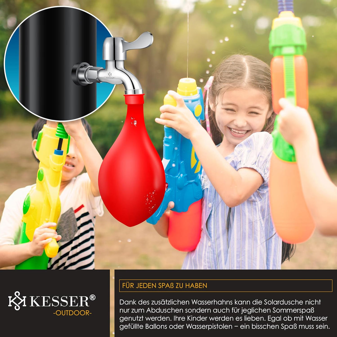 KESSER® Solar Gartendusche Solardusche Bogen Inkl. Schutzhaube warmes Wasser | 20 Liter | max. 60°C