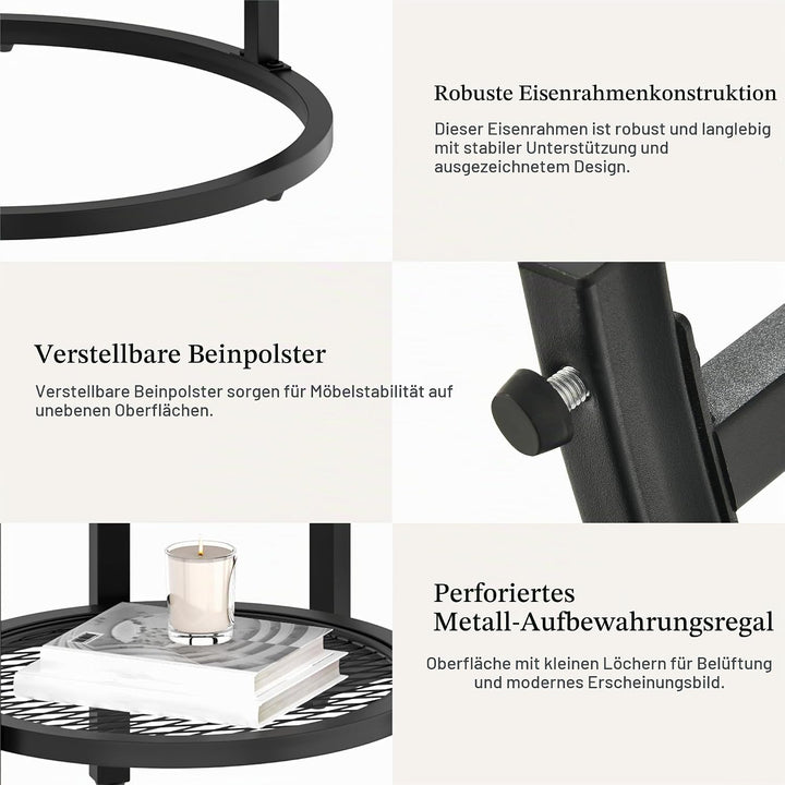 YITAHOME Couchtisch 2er Set Rund, Wohnzimmertisch Modern mit Stauraum, Beistelltisch 2er Set Stapelb