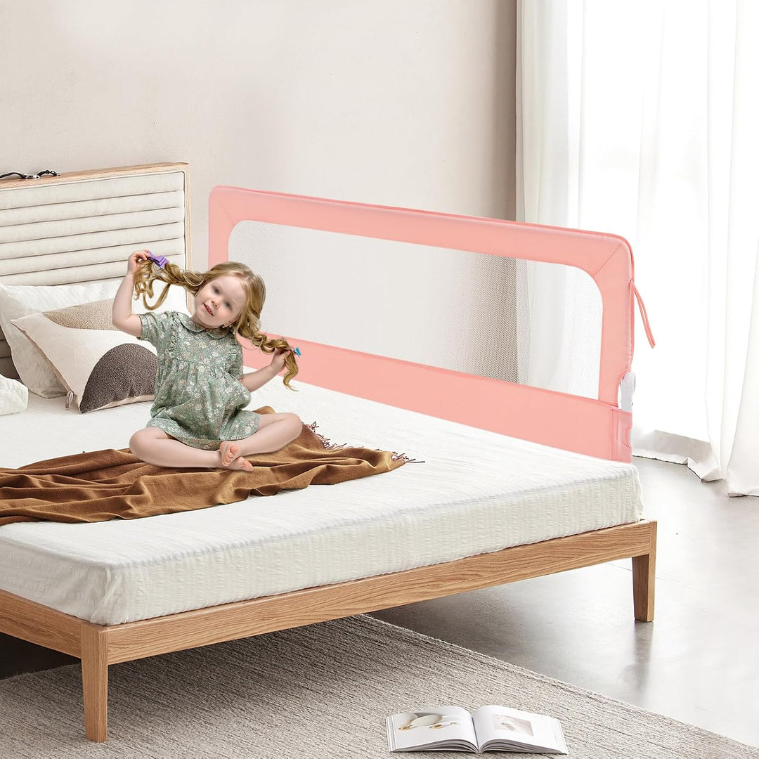 Bettgitter 180 cm klappbar, Kinder Rausfallschutz Bett, höhenverstellbar Bettschutzgitter mit Netzge