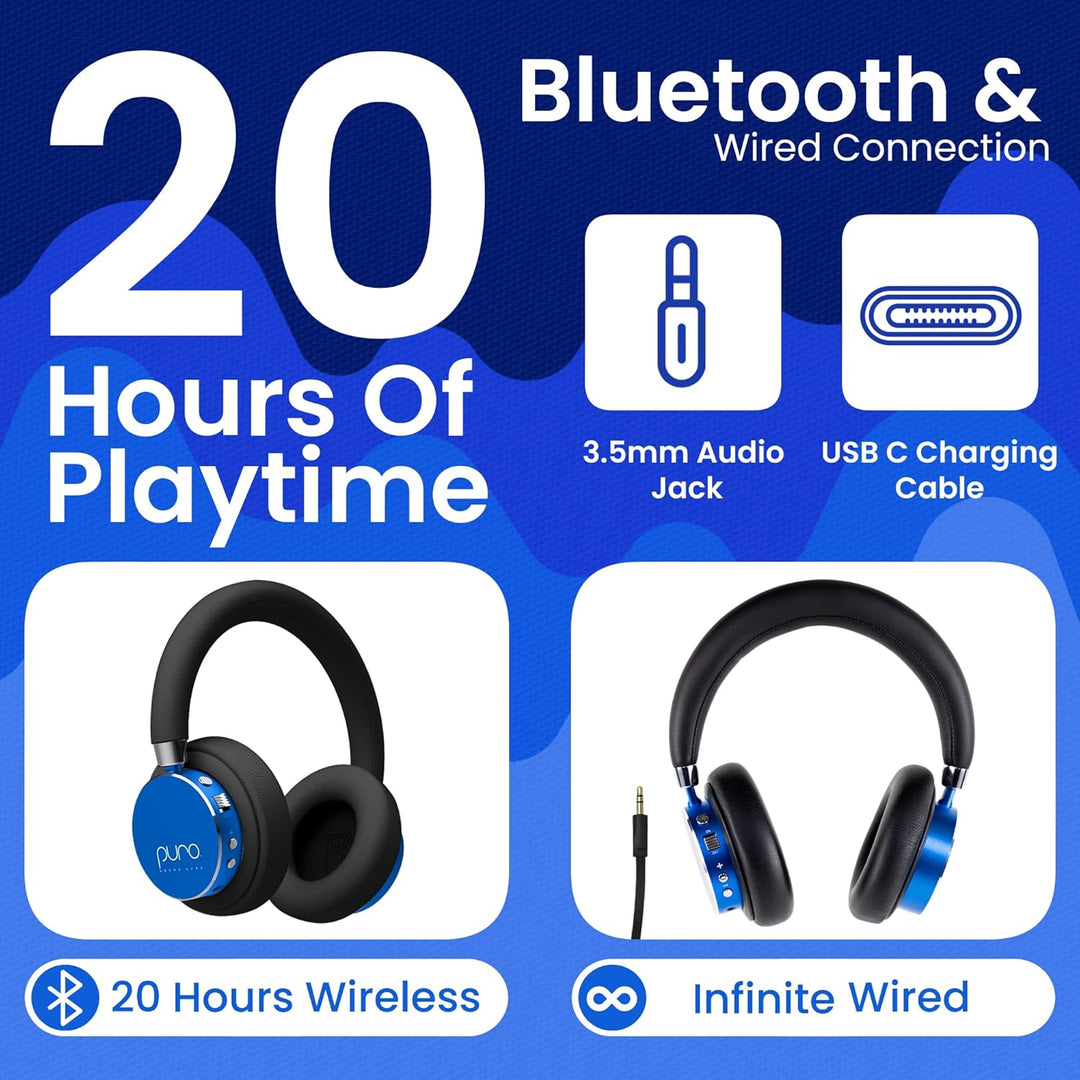 Puro Sound Labs BT2200-Plus Lautstärkebegrenzende Bluetooth-Kopfhörer für Kinder - Sicherere Kopfhör