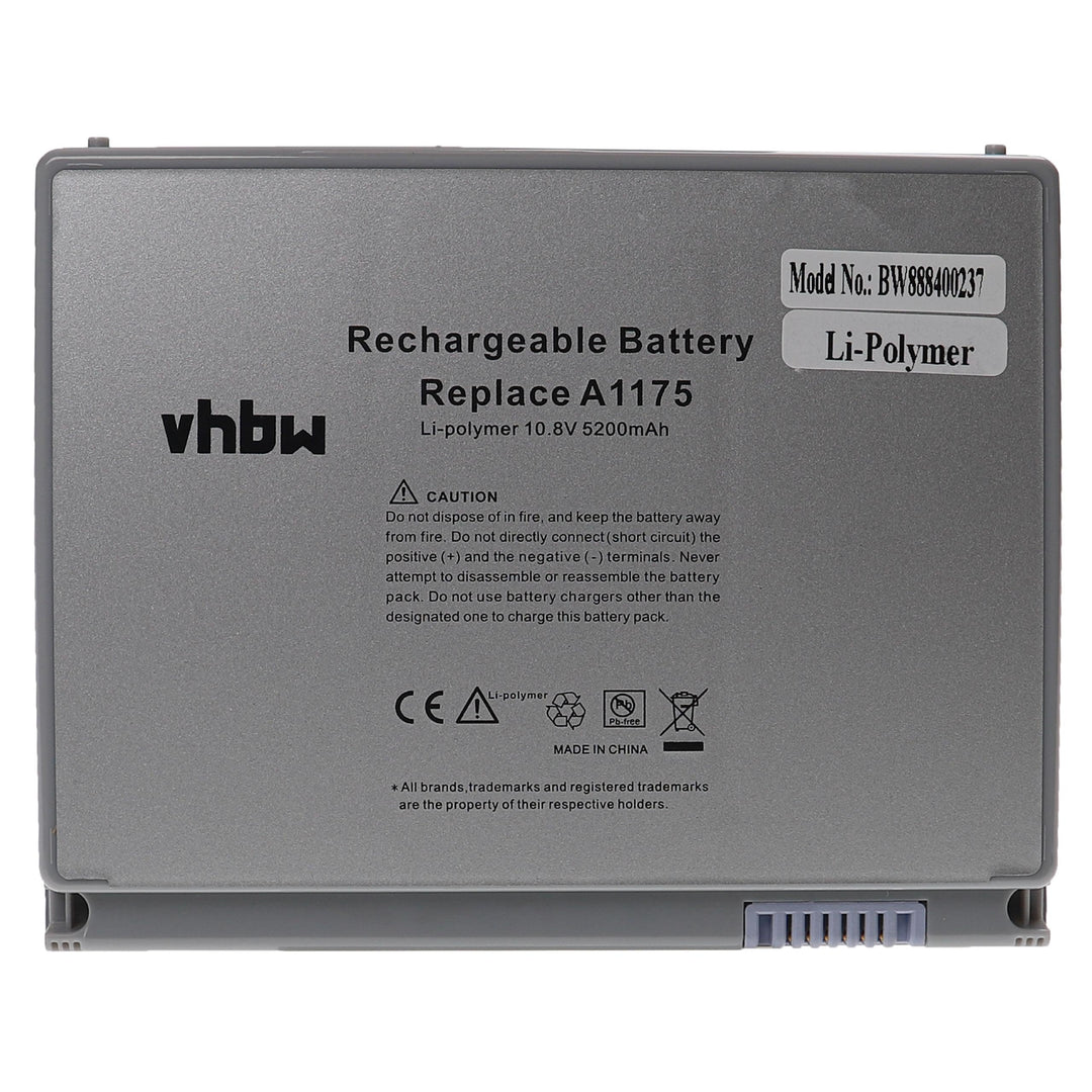 vhbw Akku kompatibel mit Apple MacBook Pro 15 MB134LL/A, 15 MB134X/A Notebook (5200mAh, 10,8V, Li-Po