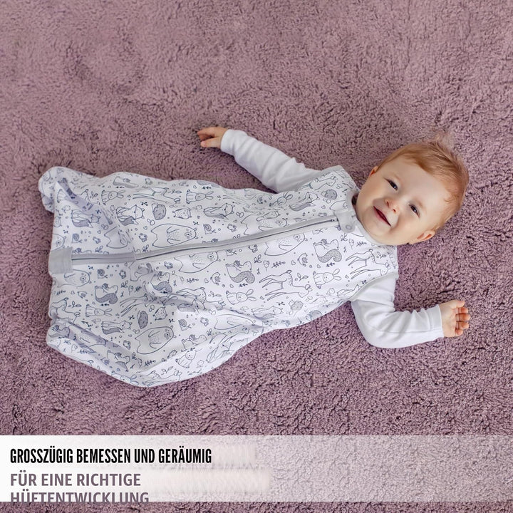 Mama Cheetah Baby Schlafsack, Bio-Baumwolle, Tragbare Babydecke, Schlafsack mit 2-Wege-Reissverschlu