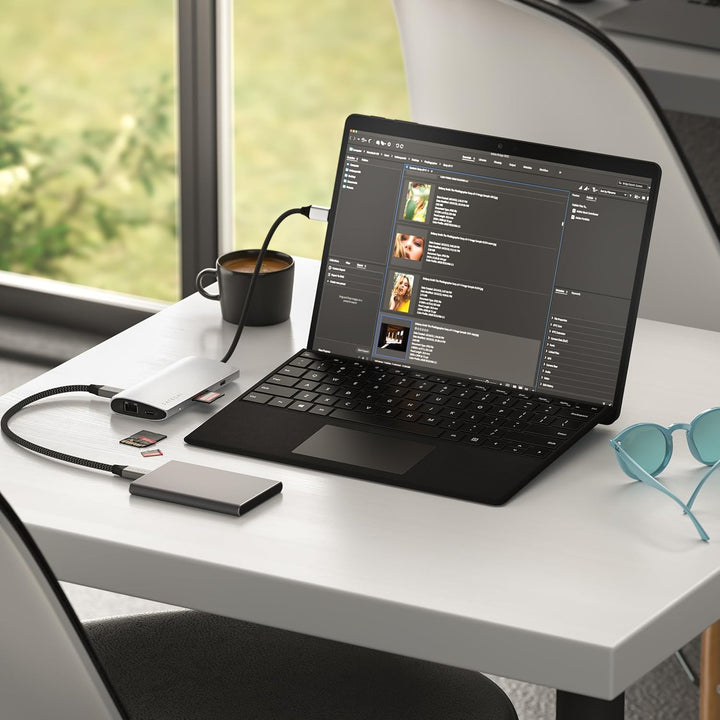 SATECHI 8-in-1 USB-C Hub V3 mit Ethernet, 85 W PD-Ladefunktion, 8K HDMI, 4 USB-C Portsmit 10 Gbit/s,