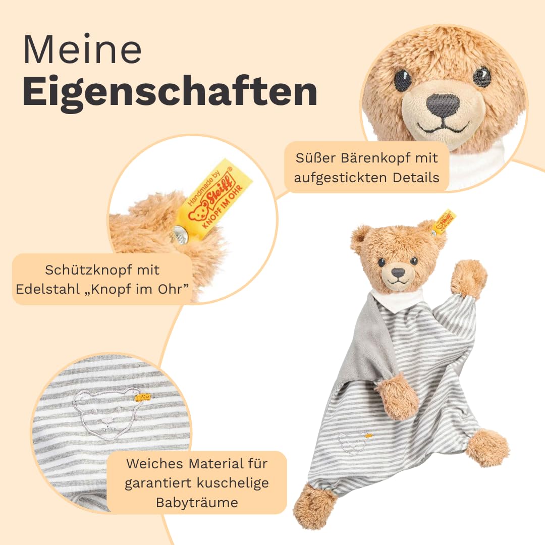 Steiff Kuscheltier Schlaf-gut-Bär Schmusetuch, Süsses Stofftier, Jungen, Mädchen & Babys ab 0 Monate