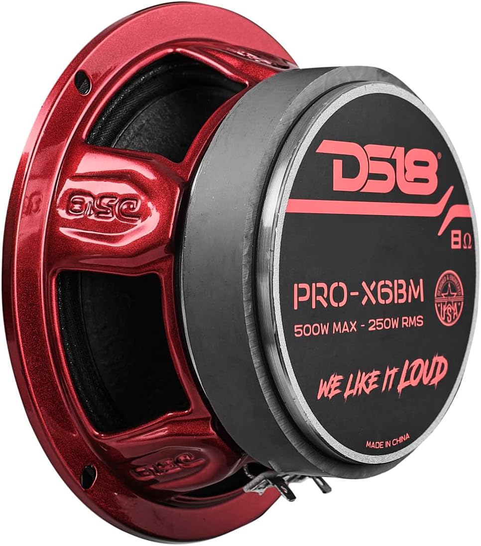 DS18 PRO-X6BM Auto-Mitteltöner, 16,5 cm, 500 W, 8 Ohm, Bass-Lautsprecher 8 Ohm 16,5 cm, 8 Ohm 16,5 c