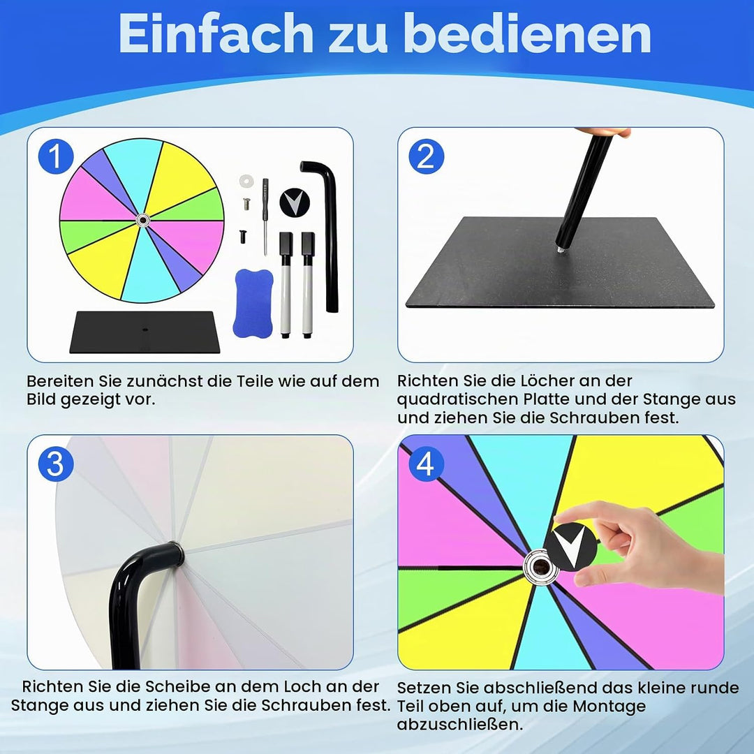 8/10/12 Slots Glücksrad zum Drehen 20cm Gluecksrad zum Selbstgestalten mit Ständer Drehendes Preisra