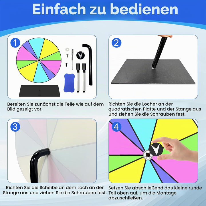 8/10/12 Slots Glücksrad zum Drehen 20cm Gluecksrad zum Selbstgestalten mit Ständer Drehendes Preisra