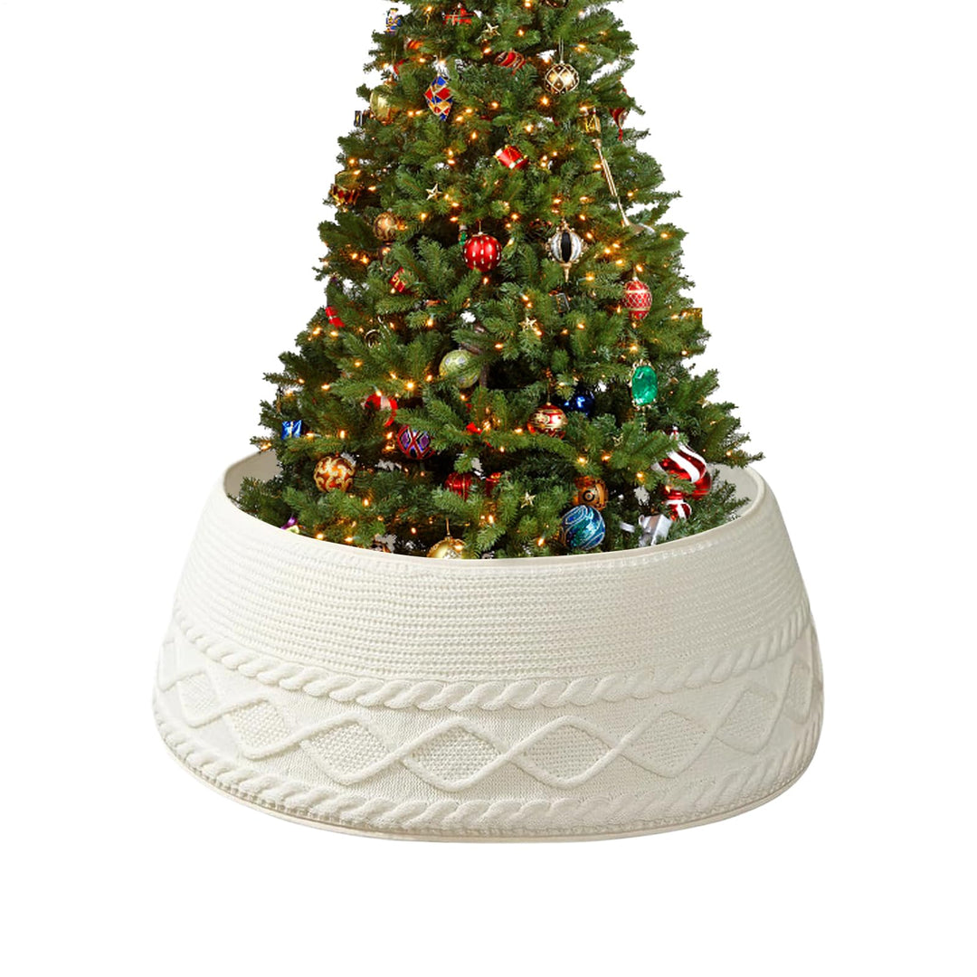 Weihnachtsbaumring Für Künstliche Bäume, Cremefarbener Gestrickter Weihnachtsbaumkragen, Cremefarben