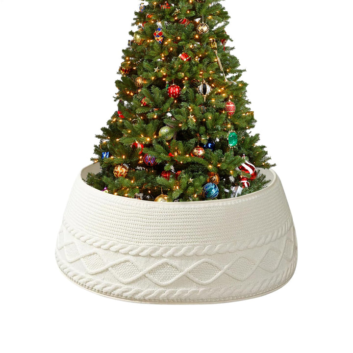 Weihnachtsbaumring Für Künstliche Bäume, Cremefarbener Gestrickter Weihnachtsbaumkragen, Cremefarben
