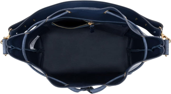 Expatrié Handtasche Damen Blau SARAH Bucket Bag Umhängetasche aus veganem PU-Leder für Shopping, Bür