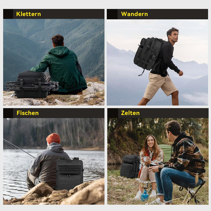 Zavothy 35/45L Militär Rucksack Herren Damen, Taktischer Rucksack, Trekkingrucksacke Rucksäck Outdoo