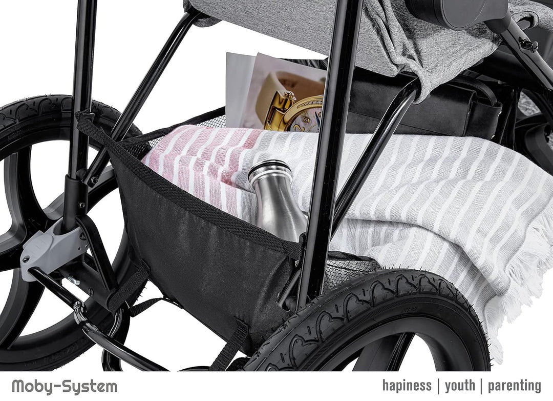 Moby-System Runner Dreirad-Kinderwagen Buggy Mountain Schwarz Für Kinder Bis 15 Kg, Es dreht sich gu
