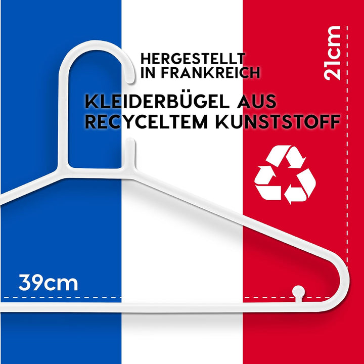 Iris Ohyama, Kunststoffbügel, 30er-Set, Weiss, BPA-frei, Stabile Kleiderbügel für Garderobe und Schr