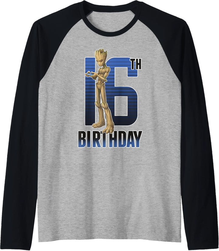 Marvel Guardians Of The Galaxy Groot 16th Birthday Raglan