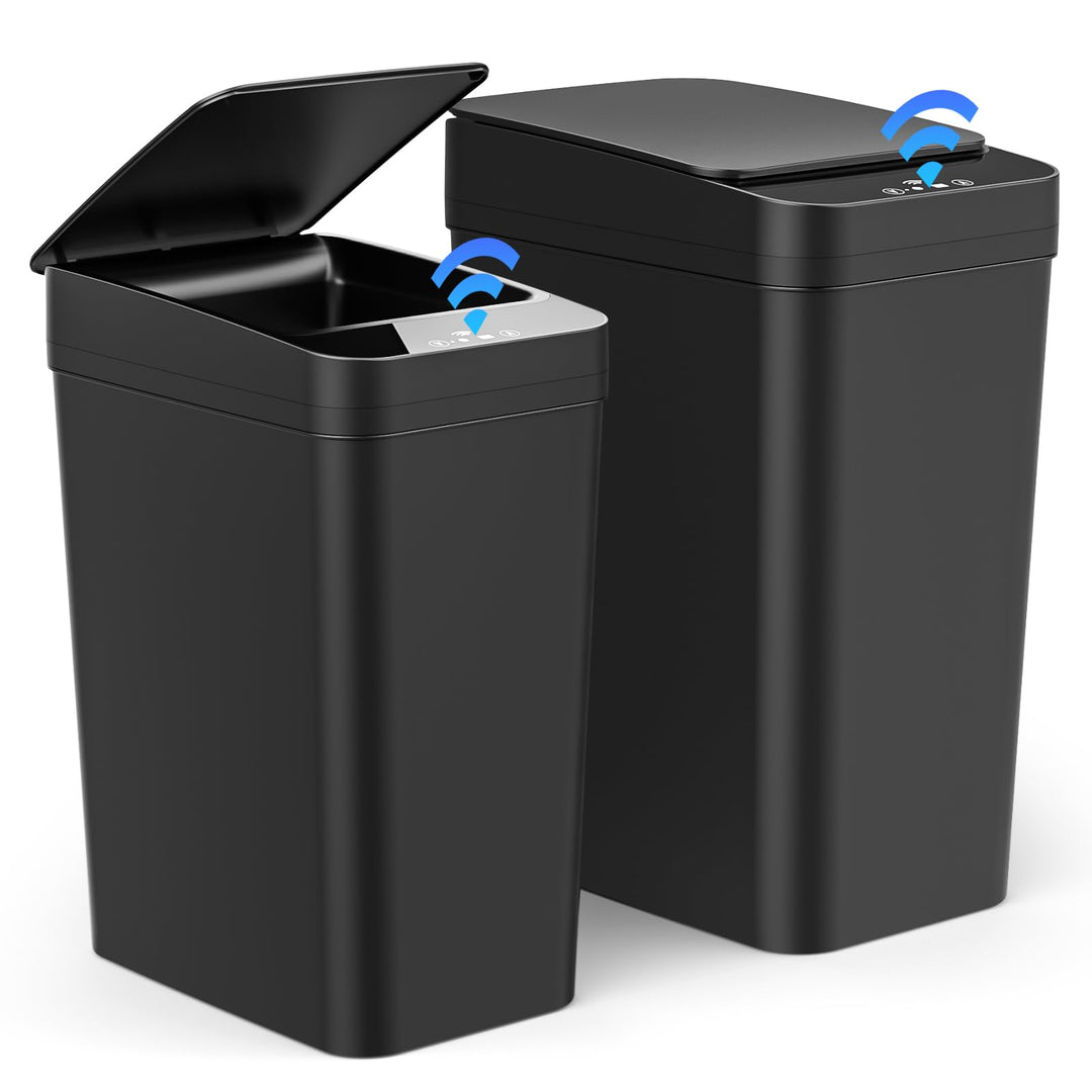Dreamhigh 2er Set Mülleimer Mit Sensor, 15L &amp; 12L Elektrischer Mülleimer Mit Automatischem Deckel, S