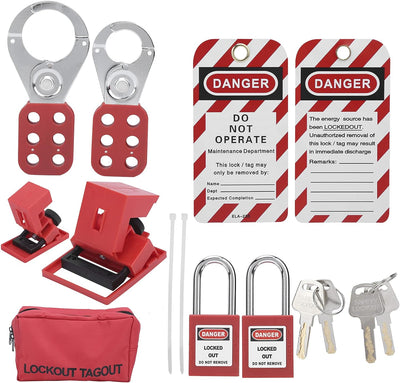 15Pcs Lockout Tagout Kit Sicherheits-Lockout-Vorhängeschlösser Loto Hasps Elektrische Sicherheit Too