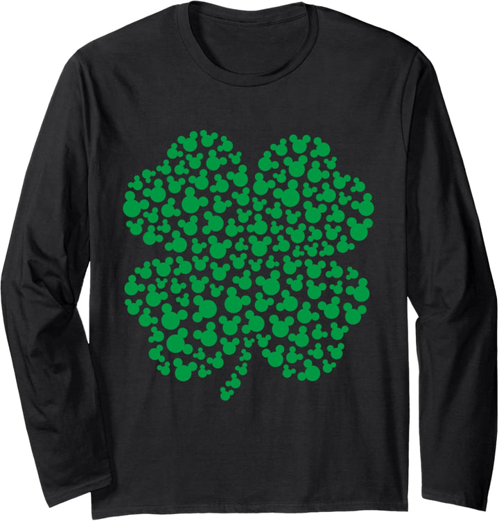 Disney Mickey Mouse Green Icons Shamrock St. Patrick's Day Langarmshirt