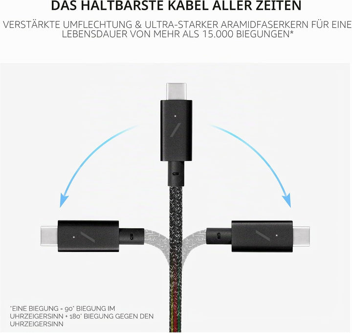 Native Union Type-C Belt Kabel Pro - 240 W USB-C auf USB-C 2.4m Ultrastarkes Ladekabel kompatibel mi