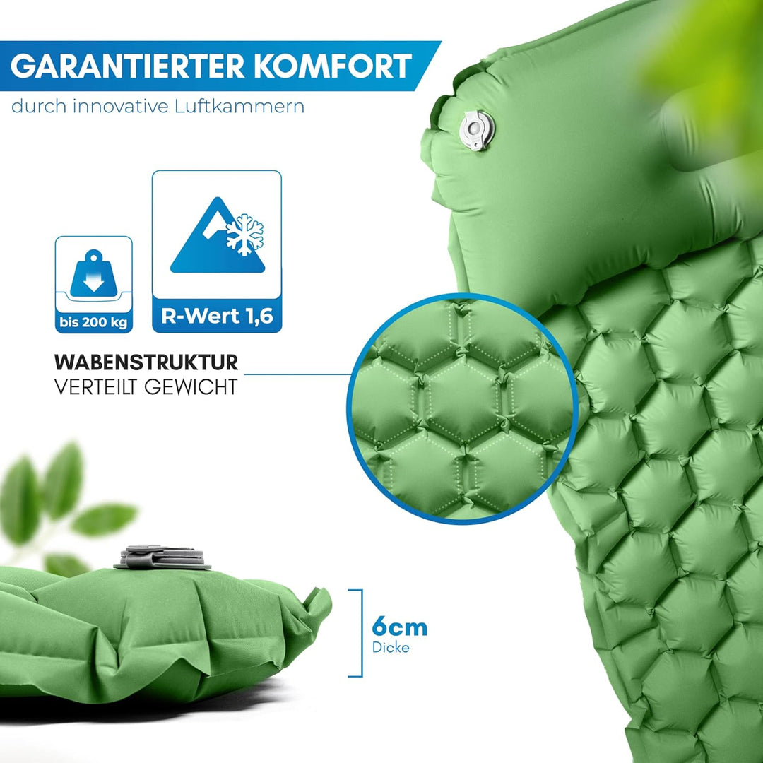 NORDMUT® Isomatte Outdoor [mit Reparaturset] Isomatte Camping | Isomatte Ultraleicht für Wandern, Ou