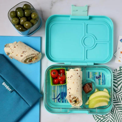 yumbox Panino M Lunchbox (Tropical Aqua) - mittelgrosse Brotdose mit 4 Fächern | Kinder Bento Box fü