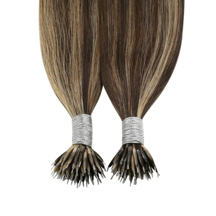 YoungSee Nano Extensions Echthaar Braun Blond Nanoring Extensions Echthaar Highlight 35cm Nano Ring