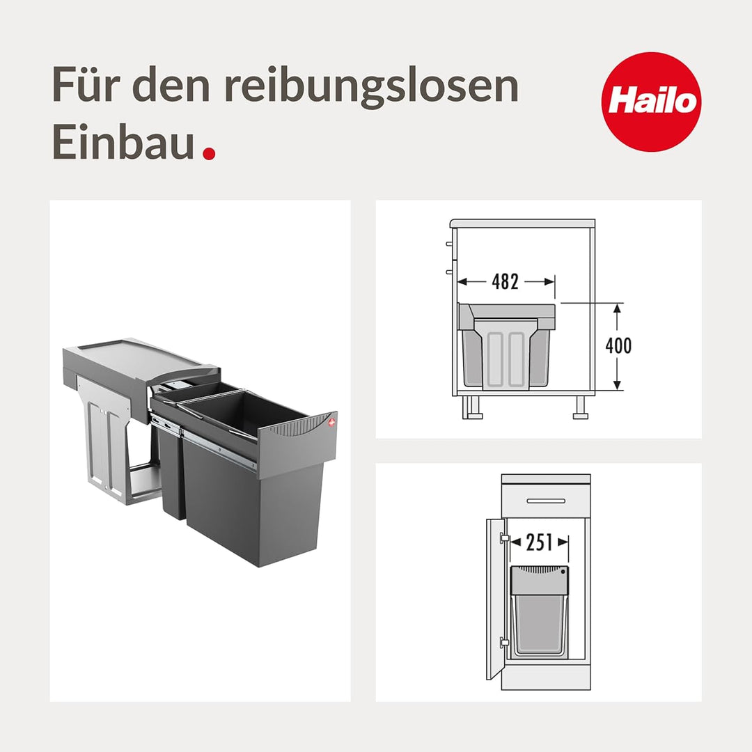 Hailo 3666111 Abfallsammler TA Swing 30.2/31 für Schränke ab 300 mm Breite mit