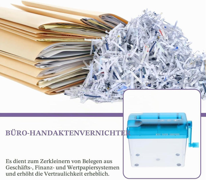 jojofuny Handbetriebener Aktenvernichter FüR Zuhause Und BüRo Manueller Papiervernichter Mit Abs Geh