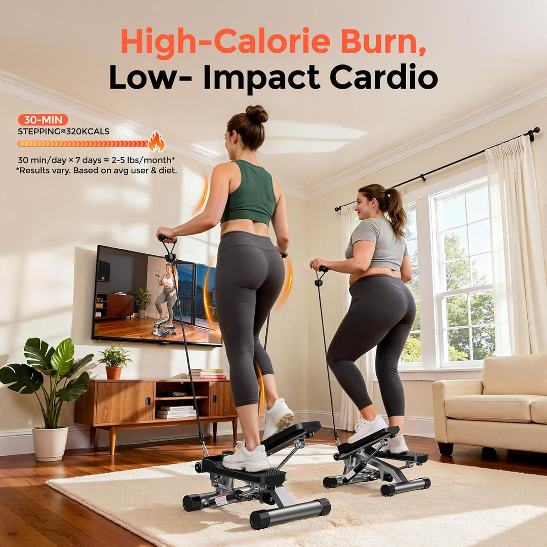 Sportsroyals Exercise Stair Stepper für Zuhause – Up-Down Swing Stepper mit Power Ropes for Bein/Arm