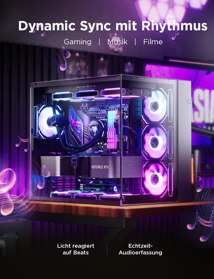AsiaHorse COSMIQ RGB PC Lüfter 120MM Gehäuselüfter, ARGB Daisy Chain PC Lüfter [Infinity Mirror] [FD