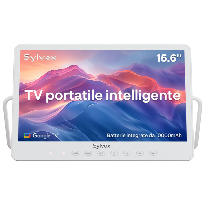 SYLVOX Tragbarer Fernseher 15,6 Zoll | Google TV, 10000 mAh Akku (6h Laufzeit) | IP66 Wasserdicht |