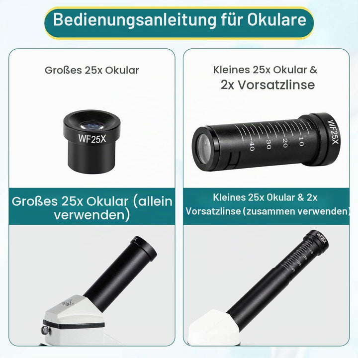 MAXLAPTER 2000x Mikroskopen Bewegliches Lineal Mikroskopen Labor LED mit vorbereiteten und leeren Ob