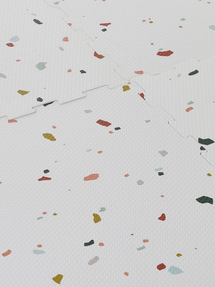 VERTBAUDET Grosse Puzzle-Spielmatte 9-teilig Kinderzimmer weiss/terrazomuster, weiss/terrazomuster