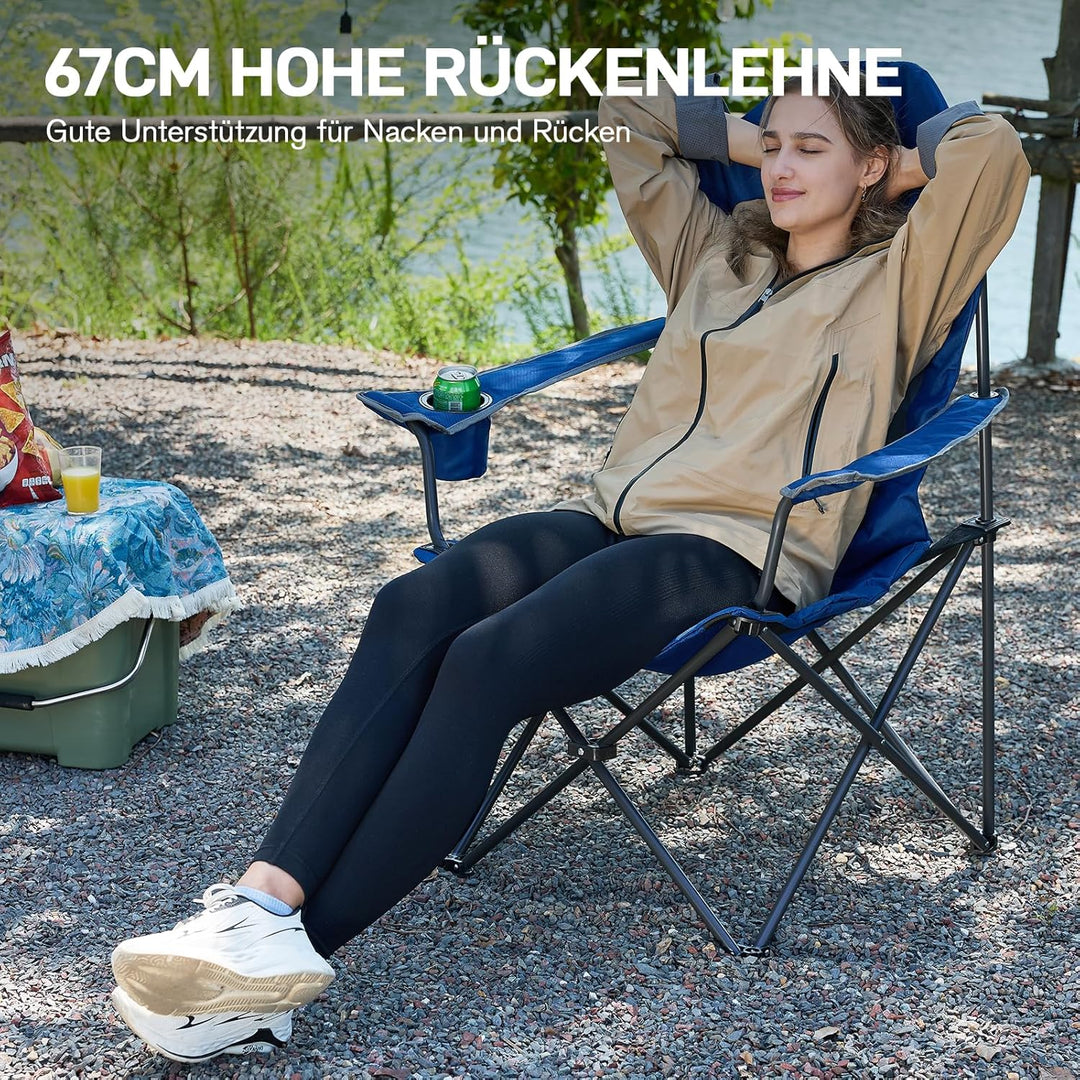 EVER ADVANCED Luxus Campingstuhl Faltbar 150 KG Belastbar Ultragross mit Hochlehner Bequem Gepolster