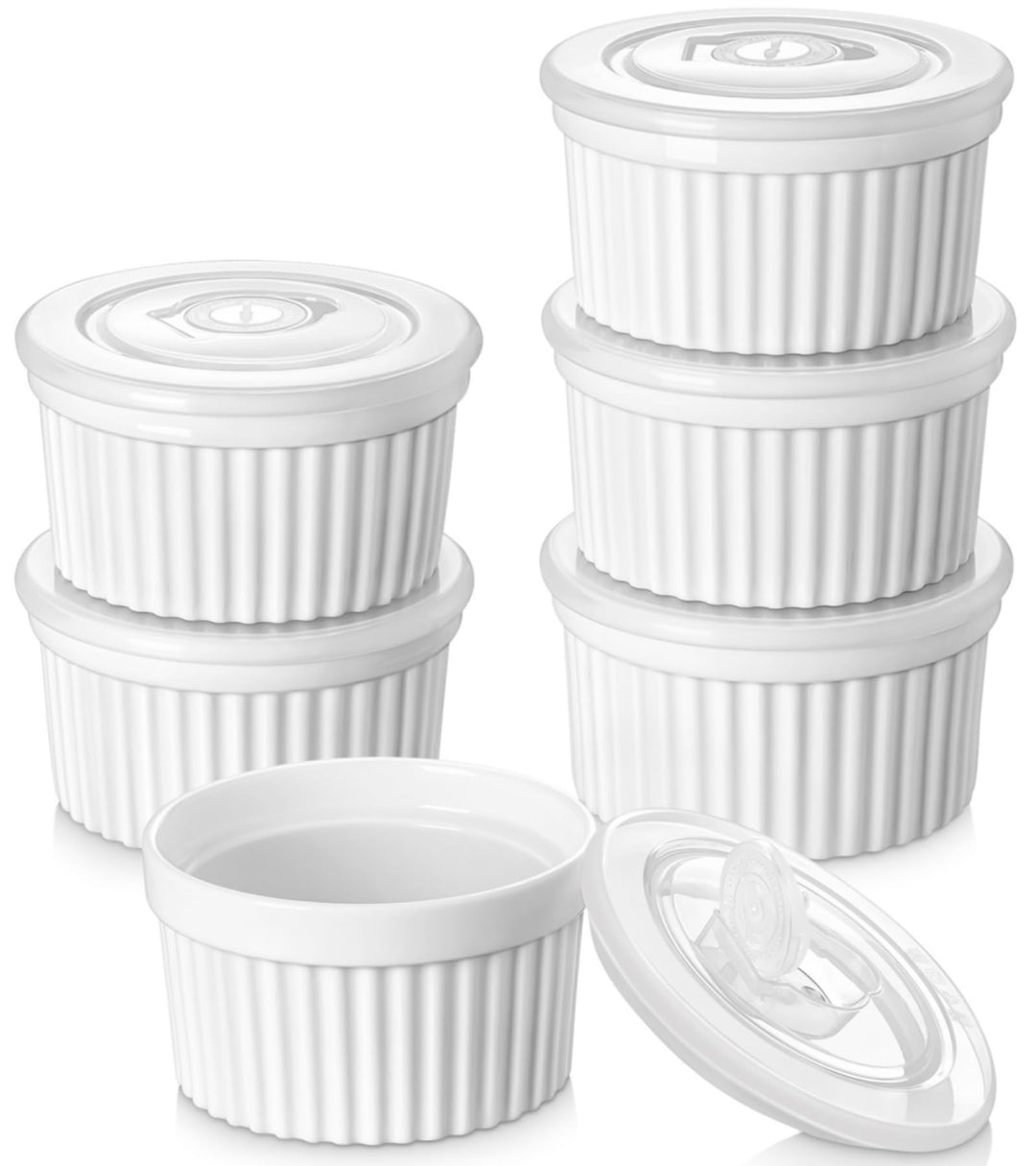vancasso RAMEKINS 320ml Soufflé Förmchen Set von 6, Ø10,6cm Creme Brulee Schälchen Backofen sicher,