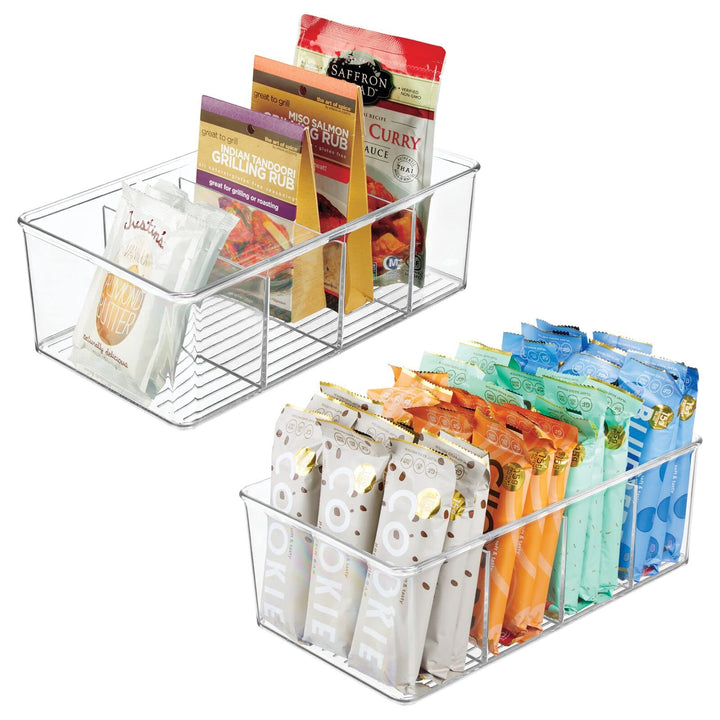 mDesign 2er-Set Aufbewahrungsbox – stapelbarer Kasten mit 4 Fächern zur Lebensmittelaufbewahrung – m