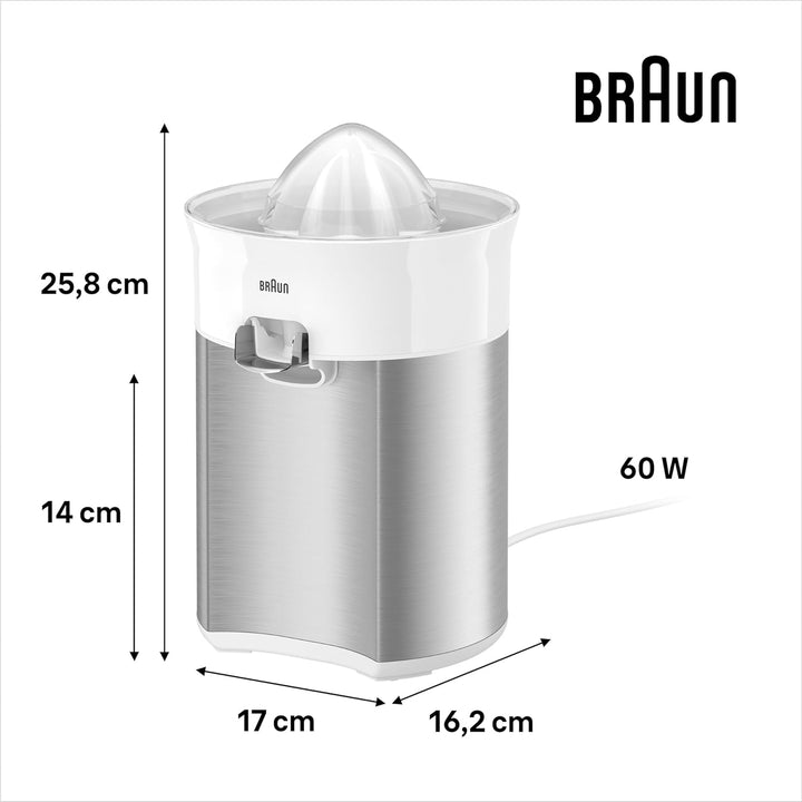 Braun CitrusQuick 5 CJ5050 WH Zitruspresse, Direkter Saftauslauf, Anti-Tropf-Auslauf, Start/Stopp-Au