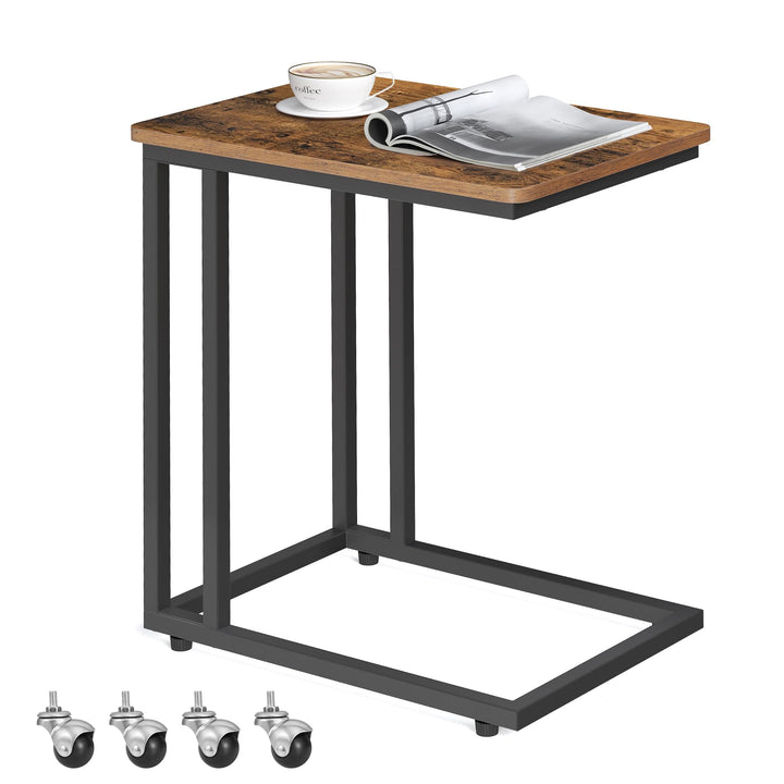 VASAGLE Beistelltisch, Sofatisch mit Rollen, C-Form, mobiler Kaffeetisch, 50 x 35 x 60 cm, Wohnzimme