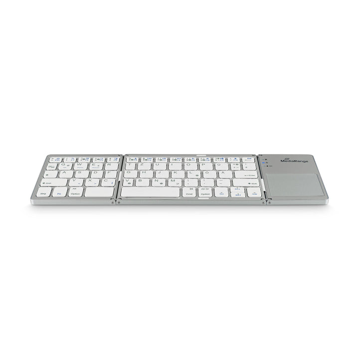 MediaRange kompakte Funk-Tastatur mit 63 Tasten und Touchpad, QWERTZ (DE/AT/CH) Tastaturbelegung, si