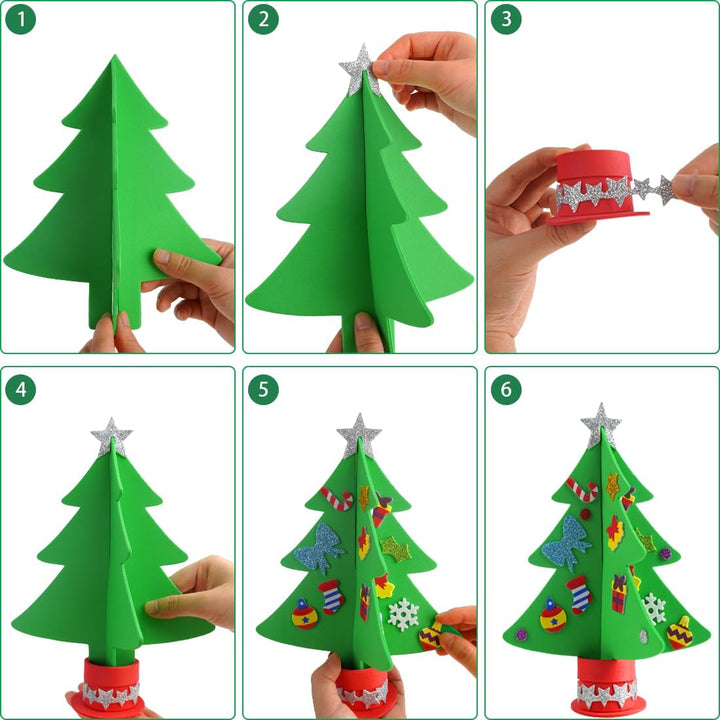 6 Stück Weihnachtsbaum Bastelset, Weihnachtsdeko Basteln Kinder, Kreative Bastelset Weihnachten Kind