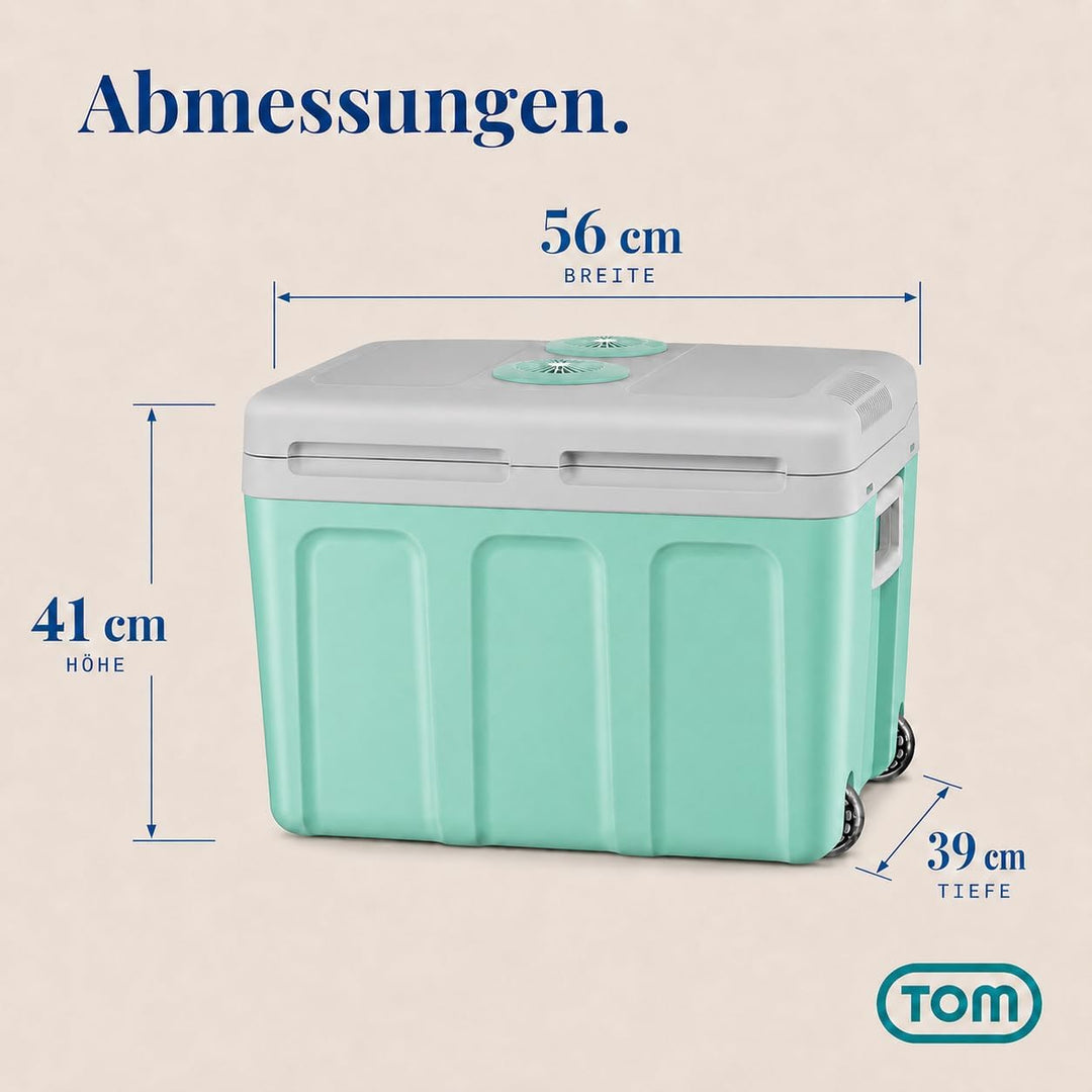 TOM 2in1 XXL Kühlbox 40l mit Kühl- und Heizfunktion – elektrische Coolbox mit Rollen – 230V &amp; 12V St