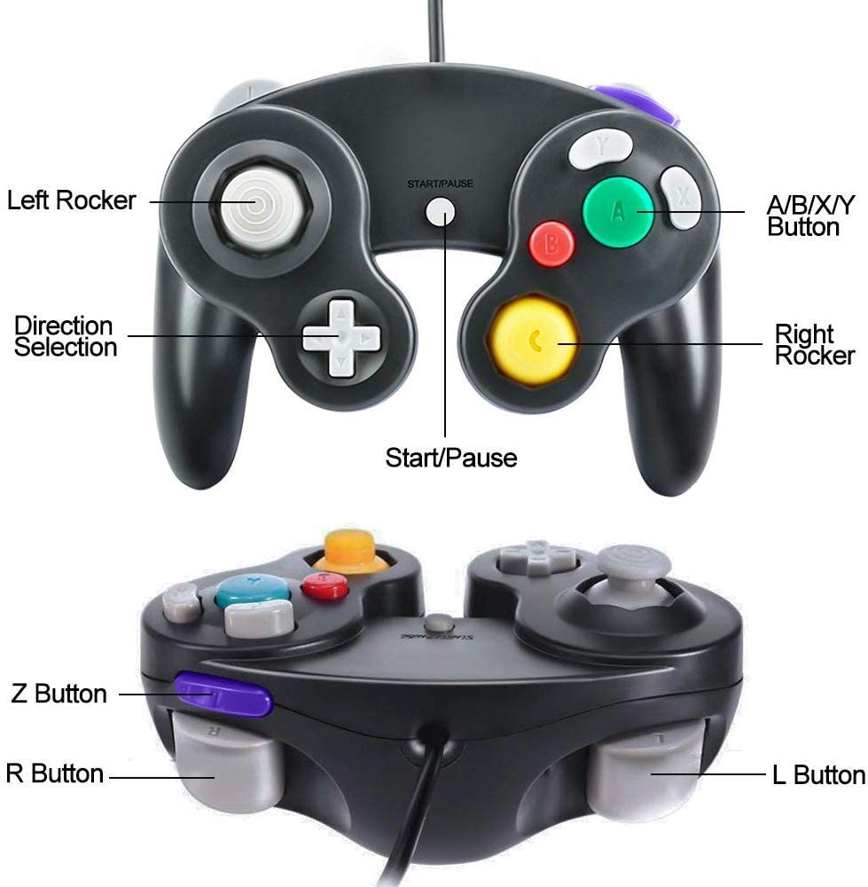 Yideng Gamecube Controller, 2er-Pack Classic Wired Gamecube-Controller Vibration Gamepad, Kompatibel