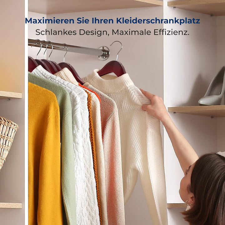 SereneLife Platzsparende Kleiderbügel Holz, Bügel für die Garderobe Holz, rutschfest und Stabil bis