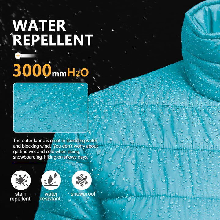 Outdoor Ventures Damen Steppjacke Leichte Warme Packbare Übergangsjacke Puffer Jacke für Frauen Gefü