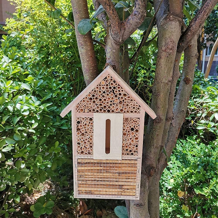 ANCLLO Grosses Bienenhaus Hotel Schmetterlingshäuser Outdoor Multi Qualität Natur Holz Insektenhotel